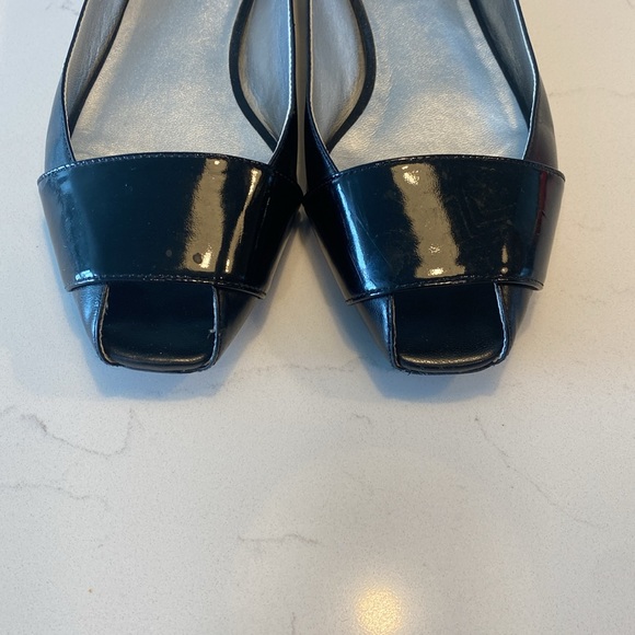 Talbots Leather Peep Toe Flats Black Size 7 - Picture 2 of 5